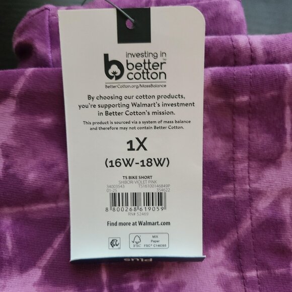 Terra & Sky Women’s Plus Biker Shorts 9" Inseam Shibori Violet Pink Size 1X - Picture 4 of 7